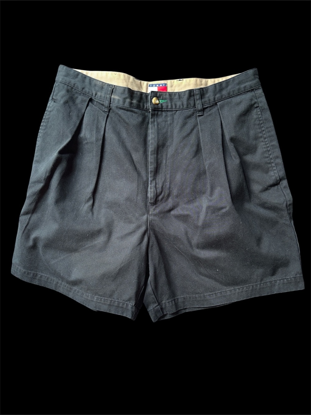 Tommy Hilfiger Black Flat-Front Pleated Shorts 36